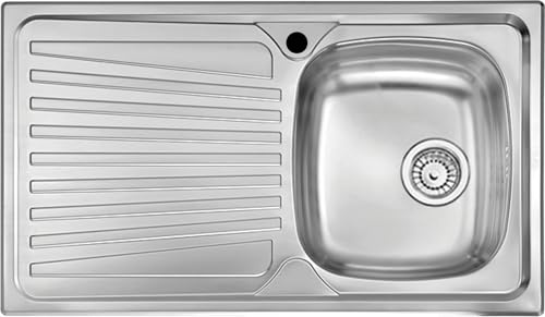 Lavello cucina Monica acciaio inox 86 x 50 cm 1 vasca stampata destra e gocciolatoio Made in Italy