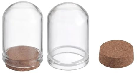 WOATOHO Lot de 20 Mini-Cloches en Verre Transparent avec Base en liège, Hauteur 32,5 mm, diamètre 22 mm, for décoration