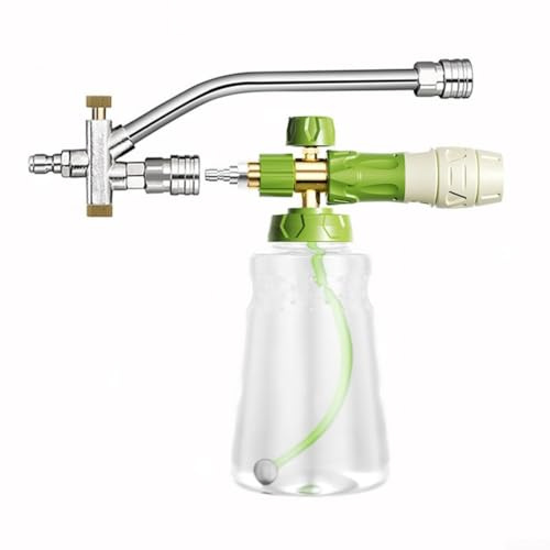 Honseadek Pulverizador de espuma de mano de alta presión de 1000 ml, botella de lavado de coche, doble conector para motocicletas, calzadas, techos, limpieza múltiple (con boquilla)