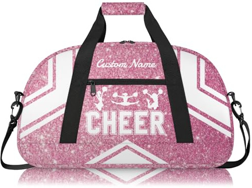 Cheerleading Seesack für Mädchen, personalisierbar, wasserdicht, Sporttasche für Cheer, Fitnessstudio und Reisen, Cheer Pink Glitter 3, Carry-On 20-Inch, Cheer Bag für Mädchen