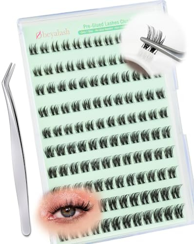 Obeyalash Självhäftande ögonfransar, Wispy-kluster, lashes C Cur Press On ögonfransar, självhäftande, 120 st No Glue Eyelashes återanvändbara gör-det-själv ögonfransförlängningar (FD29)
