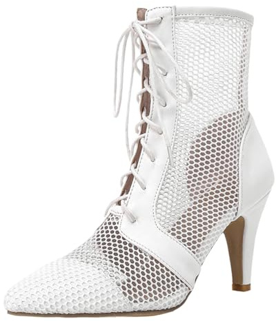 Zeihyeurus Damen Lateinische Tanzstiefel,Mode Sandaletten Pole Dance Schuhe,Tanzstiefel Ballsaal Party Stiefeletten,8 cm Absatz,rutschfest,Weich Bequem,FüR Salsa Ballsaal Leistung