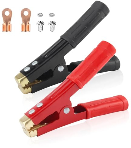 Vaskula 2 Pièces Pince Crocodile 1000A Pinces Crocodiles 15,4cm Pince Batterie Voiture avec Accessoires Pinces Rapides de Batterie de Voiture pour Automobile Camion Bateau (Noir et Rouge)