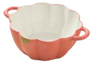 Cuenco de cerámica para sopa de orejas de gran capacidad para el hogar, vajilla individual fresca, color rojo baya, orejas de 9.5 pulgadas