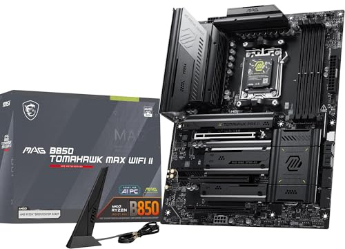 MSI MAG B850 Tomahawk MAX WiFi II Mainboard - Unterstützt AMD Ryzen 9000/8000 / 7000 Prozessoren, AM5-80A SPS VRM, DDR5 Memory Boost (bis zu 8400+ MT/s OC), PCIe 5.0 x16, M.2 Gen5, Wi-Fi 7, 5G