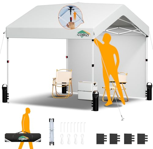 COBIZI Gazebo 3x3 Pieghevole Impermeabile Pop-up One-touch,Bianco