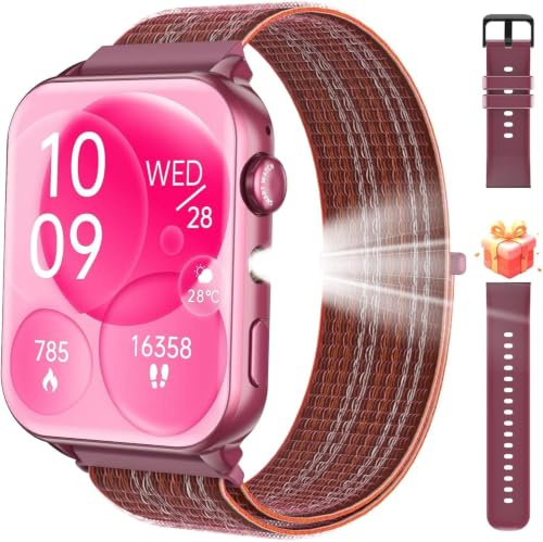 Reloj Inteligente Mujer,Smartwatch Mujer con Linterna,2 Correas,Diseño Fino | 1.91 Smartwatch con Llamadas Bluetooth, Smart Watch con Podómetro,Pulsómetro, Sueño, IP68 Pulsera Actividad para Android iOS