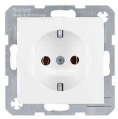 Berker UP-Programme Steckdose SCHUKO 41438989 polarweiss glänzend, 71 x 71 mm, Polarweiß