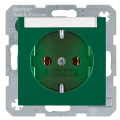 Berker Steckdose Typ F, grün, Silber, IP20, 250 V, 16 A, 47508903