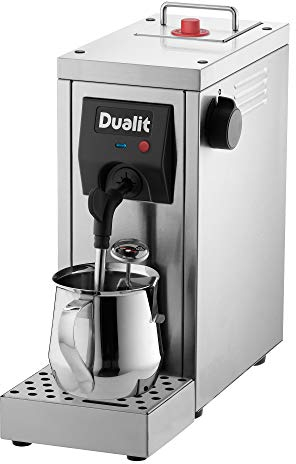 Dualit Cino Milk Steamer | 850ml Capacity | 1450W | Brushed Stainless Steel | Portable and Compact | Milk Jug & Thermometer Included | 84850