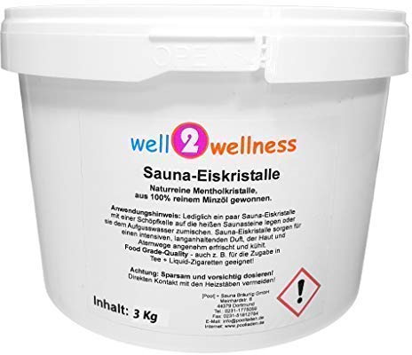 Well2wellness Cristaux de glace pour sauna Mentholé Boîte de 3 kg Huile de menthe pure