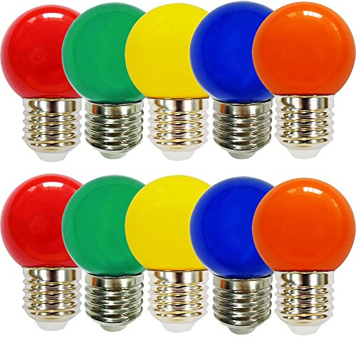 NCC-Licht 10x LED Lampe P45 Tropfen E27 2W bunt für Innen- & Außen | Farbige LED Leuchtmittel, ersetzt 25W Glühlampe mit E27 Schraubsockel, für Biergarten Party und dekorative Beleuchtung