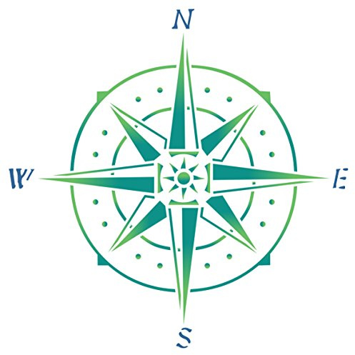 Kompass-Schablone – Wiederverwendbare Schablone mit nautischem Symbol, ideal für Papierprojekte, Scrapbook, Bullet-Tagebuch, Wände, Böden, Stoff, Möbel, Glas, Holz usw. m