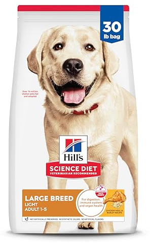 Hill's Science Diet Adult 1-5 Light Large Breed Dry Dog Food, Chicken Meal & Barley, 30 lb. Bag