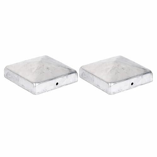 2 x Pfostenkappe Pyramide 71 x 71 mm – Feuerverzinkter Stahl, wetterfest – für Holzpfosten 70 x 70 mm – inkl. Befestigungslöcher