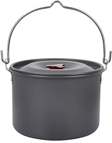VGEBY Camping Topf Groß, 4L Camping Kochgeschirr Töpfen Leicht Aluminium Campinggeschirr Campingtöpfe, Camping Kochgeschirr für Outdoor Wandern Picknick
