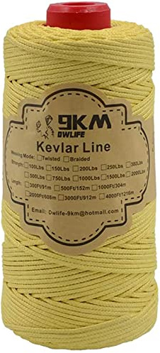 9KM DWLIFE 907 kg Kevlar-geflochtene Schnur, 3.5 mm Durchmesser, hohe Festigkeit und geringe Dehnung, schnitt- und abriebfest, strapazierfähige Speargun-Schnur, Angelhilfe, Wandern, Überlebensseil