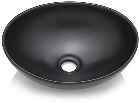 STILFORM Park Waschbecken in Schwarz Matt aus feinster Keramik als Aufsatzwaschbecken ohne Hahnloch 400 x 340 x 145 mm luxuriös und edel | Handwaschbecken mit Lotus-Effekt