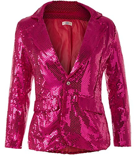dressforfun Blazer Damen, Kostüm Damen Pailletten Oberteil Damen, Glitzer Oberteile Damen, Jackett, Faschingskostüm, Disco Kostüm Damen, Rave Outfit Damen, 80er Jahre Outfit