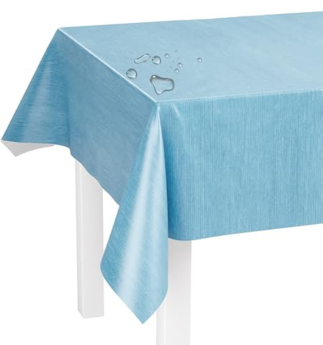 LILENO HOME Tischdecke abwaschbar als Meterware 180x140cm (Schnittkante) in Denim Blau - Wachstuchtischdecke wasserabweisend ideal als Tischtuch o. Tischläufer für Bierzeltgarnitur