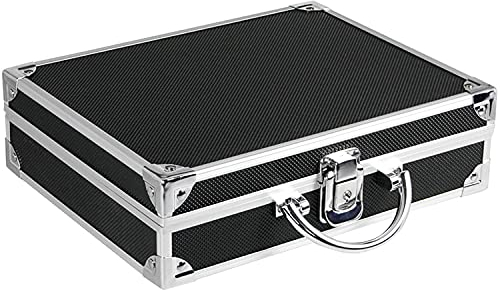 SAFE 9816 ALU Münzkoffer schwarz | inkl. 6 königsblaue Tableaus für 210 Münzen | für 2 Euro Münzen | 21 x 7,8 x 25,6 cm