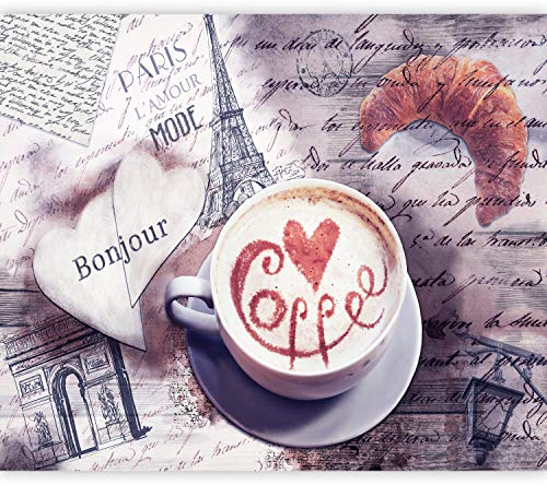murando - Vlies Fototapete Küche Kaffee 350x256cm Foto Tapete Schlafzimmer Wohnzimmer Vliestapete XXL Motivtapeten Bildtapete 3d Effekt Wand Dekoration - Vintage Paris Holzoptik j-C-0079-a-c