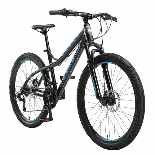 BIKESTAR Hardtail Aluminium Mountainbike Shimano 21 Gang Schaltung, Scheibenbremse 26 Zoll Reifen | 16 Zoll Rahmen Alu MTB | Schwarz & Blau