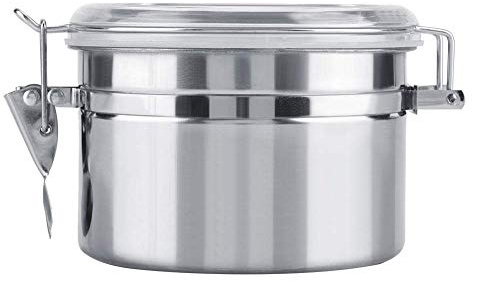 Boîtes hermétiques en acier inoxydable, récipient de stockage de café et de nourriture, bocal de stockage de nourriture avec couvercle transparent et pince de