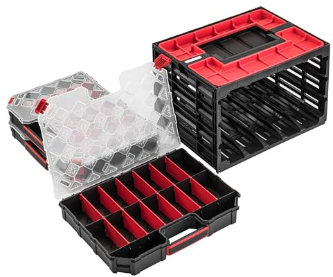 botle Organizer für Schrauben, Werkstatt container 29 x 41,5 x 29,5 cm Universal Koffer Werkzeugschrank Sortimentskasten Sortierkasten Sortierboxen Garage