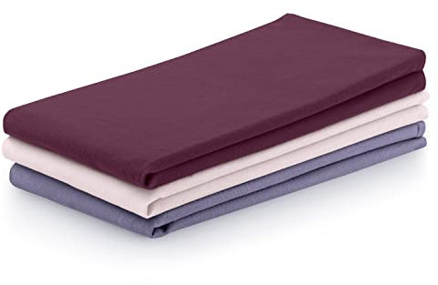 AmeliaHome Set di 3 strofinacci da cucina in cotone, 50 x 70 cm, colore: viola cipria rosa