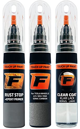 FIRANTO Lackstift Autolack Reparaturset für Tesla Sonic Carbon Felgen Turbine/Aero/Sport LC5 NEU-106E BU0737 Räder 3-in-1 Autolack Kratzer Reparaturstift 15ml