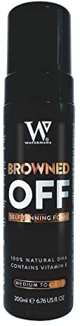 Browned Off® - Mousse autoabbronzante Watermans da medio a scuro (200 ml) con aloe vera, vitamina E, asciugatura rapida vegana
