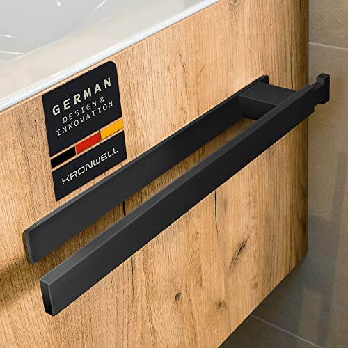 KRONWELL® Handtuchhalter ohne Bohren - Selbstklebende Handtuchhalter für Bad & Küche - Handtuchstange Edelstahl - Handtuch Halterung - Designed in Germany - Schwarz Matt