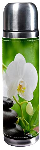Isolierte Wasserflasche Edelstahl-Wasserflaschen Metall-Wasserflasche,Zen Stein Phalaenopsis Bambus