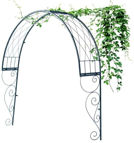 Tonnelle De Pergola en Demi-Cercle en Métal, Treillis De Fenêtre en Fer pour Plantes Grimpantes, Arche Murale À Fenêtre Noire, pour Jardin, Pelouse, Patio, Cour, Décorations De Mariage