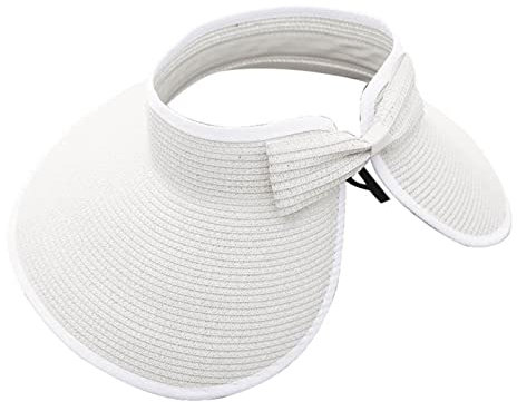 SRZYMJ Sonnenhut Damen Faltbar Sonnenhut Damen Ethno-Stickerei Fischerhut Rosa Damenhut Anglerhut Strohhut Lufei Sonnenhut Herren 62 cm Weiß