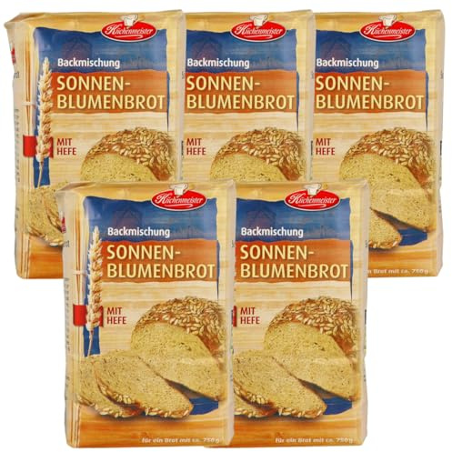 Sonnenblumenbrot Brotbackmischung von Frießinger Mühle, 5x500g, für den Backofen, Holzofen oder Brotbackautomaten.