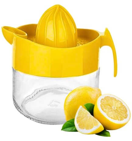 Grapefuit, spremiagrumi in vetro, arancione, spremiagrumi manuale, estrattore, manuale con manico e beccuccio, senza BPA e senza piombo, in vetro trasparente pesante, 286,3 g (giallo)