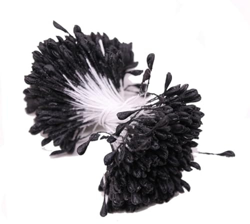 Yurosiay Blumen Staubblätter 340 Stück Matt Doppelköpfe Staubblätter zum Basteln Malzförmige Künstliche Staubblatt Blume Simulierte Blütenstempel Blumenstaubblätter für DIY Handwerk Schwarz
