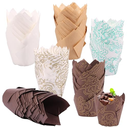300Pcs Caissettes en Papier pour Mini Muffins 6 Styles Caissettes en Papier pour Moule à Cake Mini Caissettes Cupcake Papier Sulfurisé Anniversaire Mariage pour Dessert Bonbon