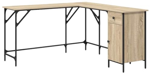 vidaXL Skrivbord sonoma-ek 141x141x75 cm konstruerat trä