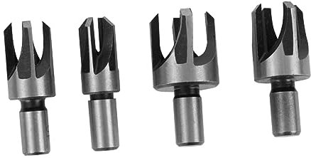 BESTonZON 4 Pièces rebouche trou perceuse a fraise a chanfreiner coupe-onglet chignole à coupe- pour le bois coupe-bouchon en bois brancher suite Liège trancheuse