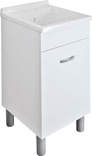 Jo-Bagno.it Mobile lavanderia lavatoio ATHENA con pilozzo L 45 P 50 asse di lavaggio e sifone resistente ad acqua e umidità (45 x 50)