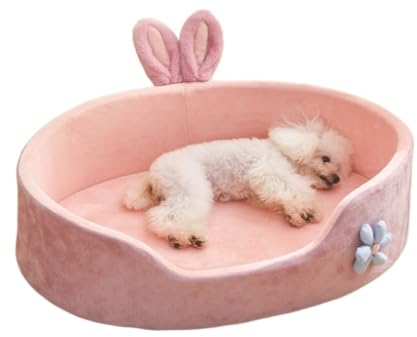 Beruhigendes Katzenbett Orthopädische Hundebetten für große und mittelgroße Hunde. Hundebett mit abnehmbarem, waschbarem Bezug und rutschfester Unterseite Haustierbett ( Color : Rosa , Size : 60*40*17