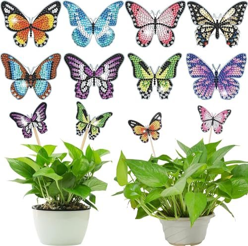 DHGKVK 8er Set Schmetterling Diamond Painting Kit, Schmetterling Diamond Painting, Garten Dekoration für Kinder und Erwachsene