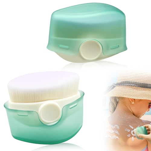 2 cepillos de protección solar y aplicador de loción para niños con tapas protectoras, cepillo de crema solar para viajes al aire libre (verde)