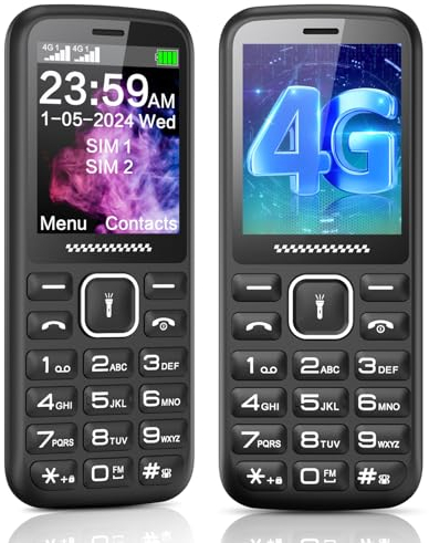 ukuu Cellulare Anziani Facile 4G – Tasti Grandi, Schermo Nitido, Doppia SIM e Batteria Lunga Durata (1000mAh), Senza Contratto, Ideale per Emergenze