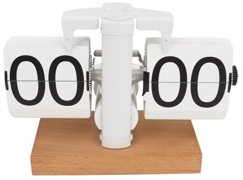 MOUMOUTEN Automatische Flip-Digitaluhr, Retro-Schreibtischuhr Mit Knopf-Zeiteinstellung, rutschfeste Basis, Batteriebetrieben, Für Zuhause, Wohnzimmer, Büro, Dekoration, Weiß