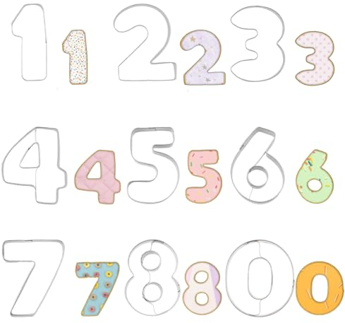 Molain 9 Stück Zahlen Ausstecher, Edelstahl 0-9 Digitaler Keksausstecher buchstaben ausstecher zahlenbackform Ausstechformen für Kekse,Backen,Kuchen Dekorieren,DIY Backform