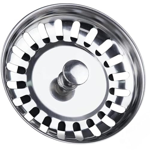 Kitchen Sink Strainer 84mm Plug 304 Stainless Steel Thicken for Kitchen Sink,Replacement for Food/Hair Catcher - UK Sinks Hole Diameter (Silver-1, 84mm)